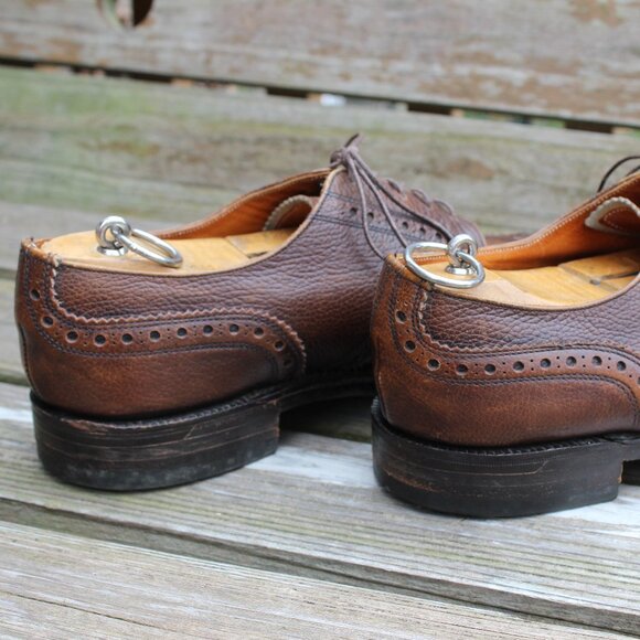 Vintage 70s Eaton's Exotic Oxhide Wingtips, Made in England, US Men's 10.5 E - Picture 7 of 12